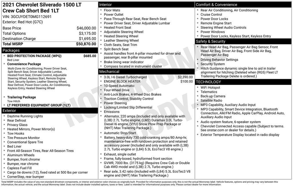 Used 2021 Chevrolet Silverado 1500 LT w/ Bed Protection Package AWD/4WD image 10