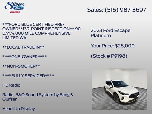 Used 2023 Ford Escape Platinum w/ Premium Technology Package AWD/4WD image 16