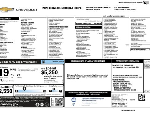 Used 2020 Chevrolet Corvette Stingray Premium Cpe w/ 3LT Preferred Equipment Group image 4