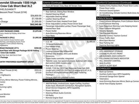 Used 2020 Chevrolet Silverado 1500 High Country w/ Technology Package AWD/4WD image 32