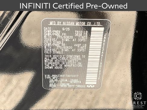 Certified 2026 INFINITI QX80 Pure w/ Cargo Package RWD image 31