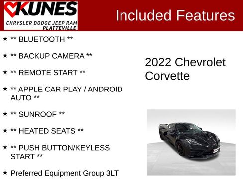 Used 2022 Chevrolet Corvette Stingray Premium Cpe w/ 3LT image 2