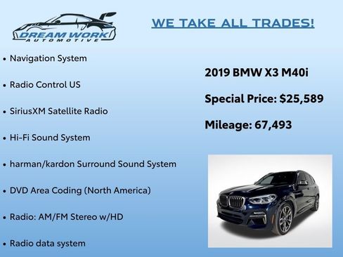 Used 2019 BMW X3 M40i w/ Premium Package image 2