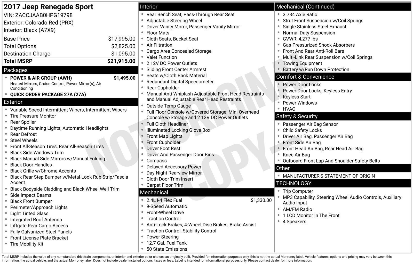 Certified 2017 Jeep Renegade Sport w/ Power & Air Group FWD image 30