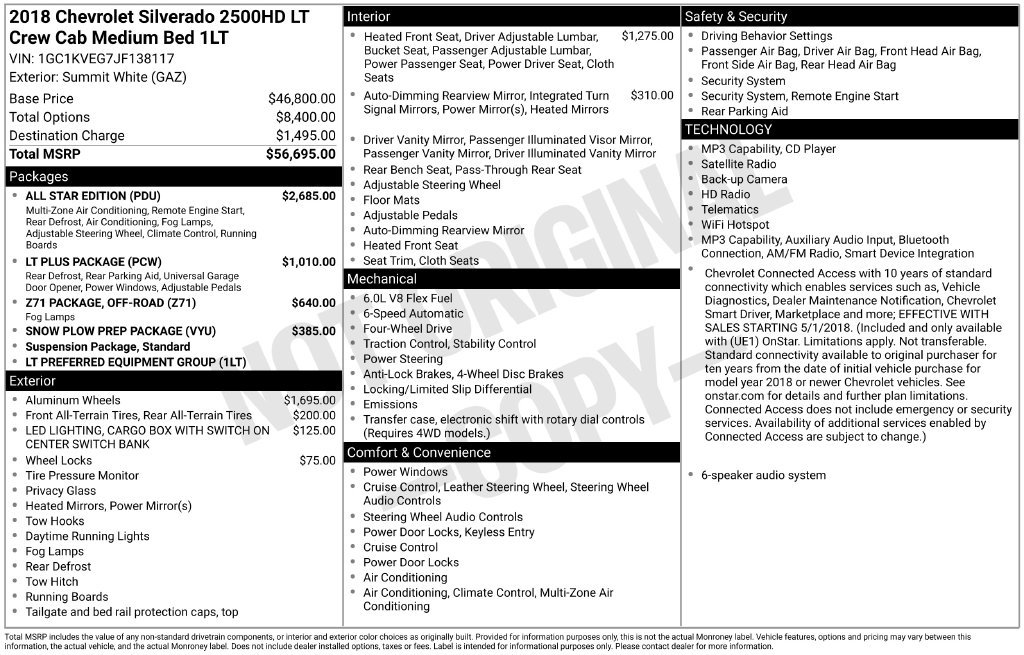 Used 2018 Chevrolet Silverado 2500 LT w/ All Star Edition AWD/4WD image 2