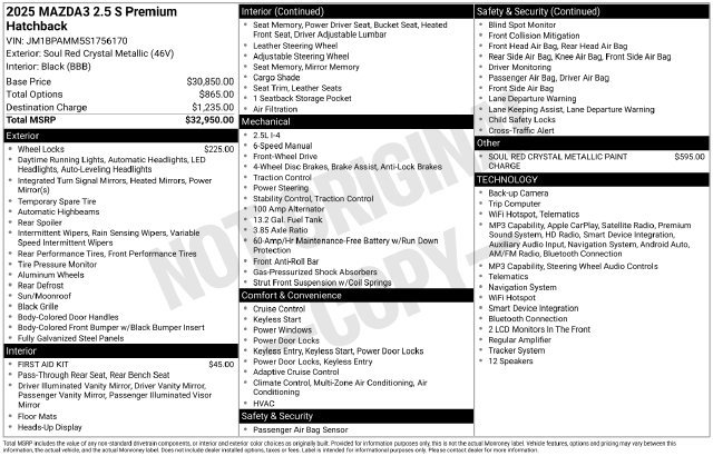 Used 2025 MAZDA MAZDA3 2.5 S Hatchback w/ Premium Pkg FWD image 1