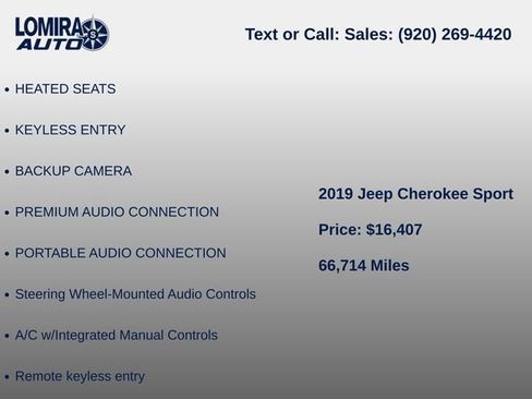 Used 2019 Jeep Cherokee Sport w/ Cold Weather Group AWD/4WD image 9