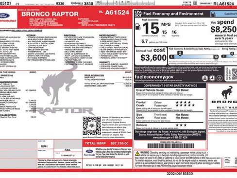 Used 2024 Ford Bronco Raptor w/ Interior Carbon Fiber Pack 6 AWD/4WD image 19