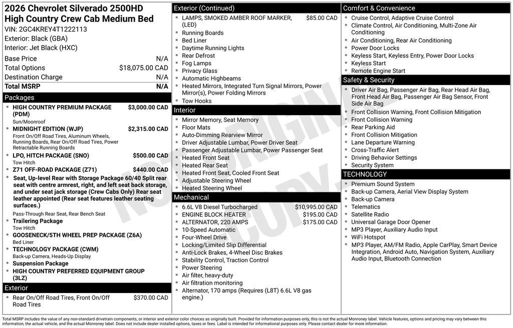 New 2026 Chevrolet Silverado 2500 High Country w/ High Country Premium Package AWD/4WD image 18