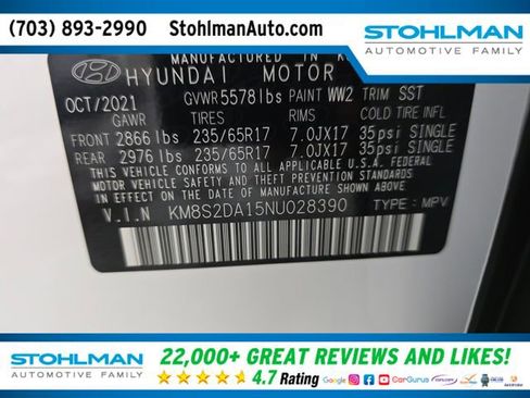Used 2022 Hyundai Santa Fe Blue AWD/4WD image 37
