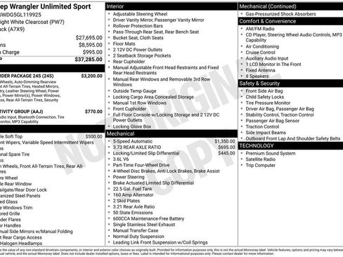 Used 2016 Jeep Wrangler Unlimited Sport w/ Quick Order Package 24S AWD/4WD image 35