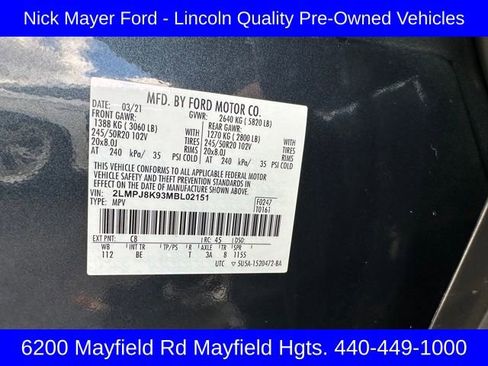 Used 2021 Lincoln Nautilus Reserve w/ Cargo Utility Package image 28