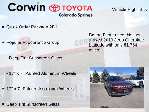 Used 2019 Jeep Cherokee Latitude w/ Popular Appearance Group image 4