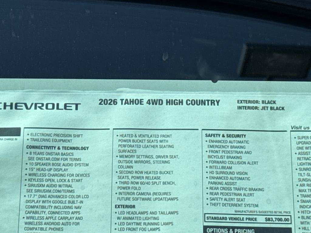 New 2026 Chevrolet Tahoe High Country AWD/4WD image 28