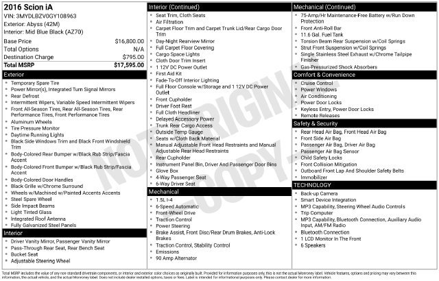 Used 2016 Scion iA FWD image 45