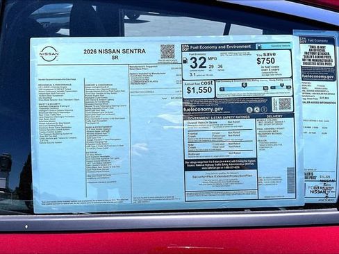 New 2026 Nissan Sentra SR w/ Floor Mat Package FWD image 14