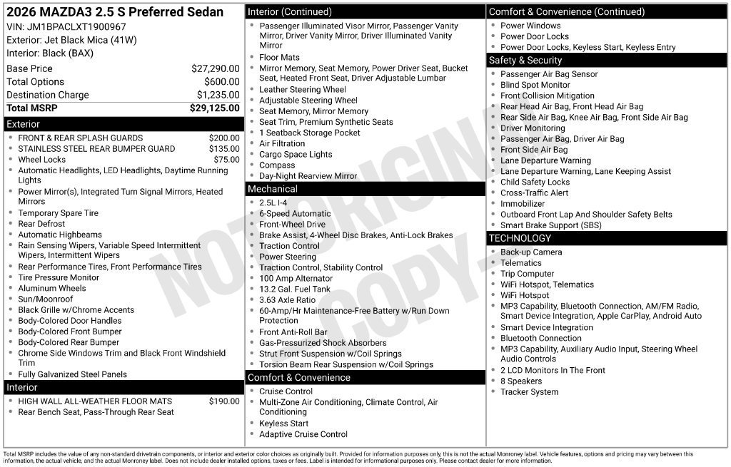 New 2026 MAZDA MAZDA3 2.5 S Sedan w/ Preferred Pkg FWD image 36