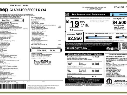 Certified 2024 Jeep Gladiator Sport AWD/4WD image 7