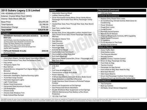 Used 2015 Subaru Legacy 2.5i Limited image 59