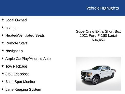 Used 2021 Ford F150 Lariat w/ Trailer Tow Package AWD/4WD image 2