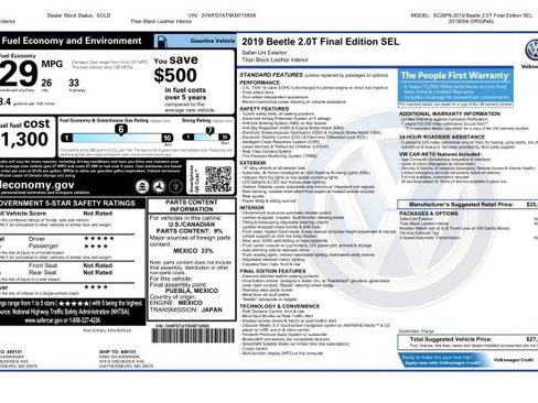 Used 2019 Volkswagen Beetle 2.0T Final Edition SEL FWD image 3