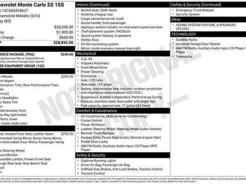 Used 2006 Chevrolet Monte Carlo SS w/ Convenience Package FWD image 24