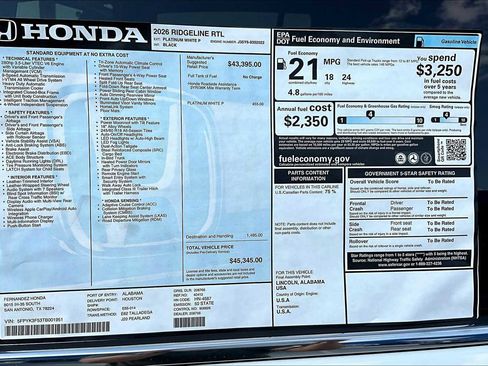 New 2026 Honda Ridgeline RTL image 19