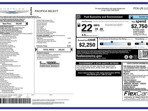 New 2026 Chrysler Pacifica Select image 2