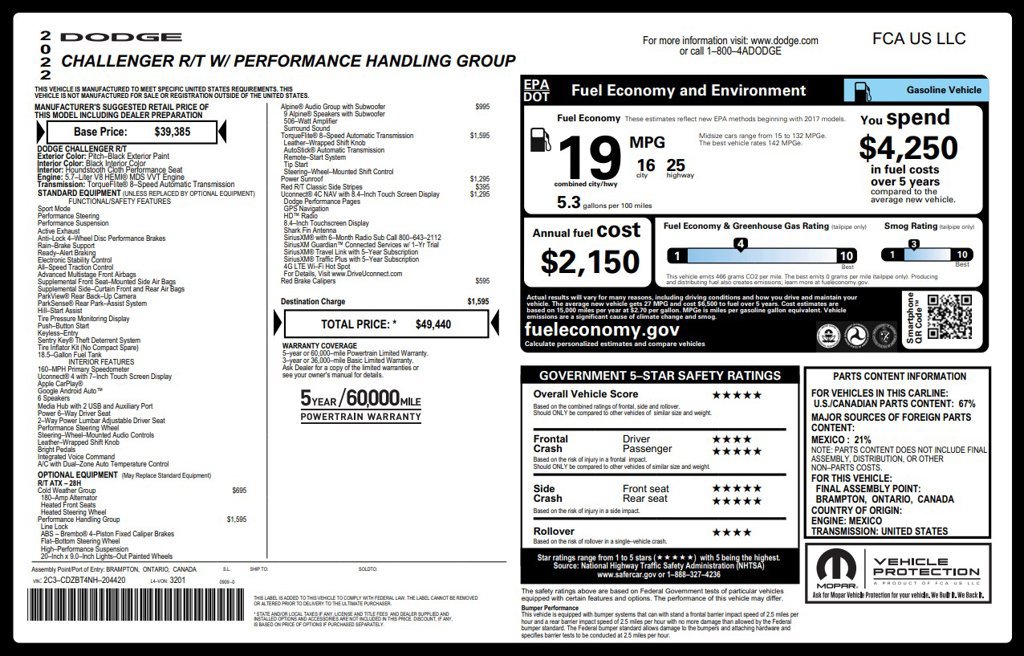 Used 2022 Dodge Challenger R/T w/ Performance Handling Group RWD image 6