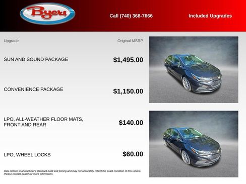 Used 2016 Chevrolet Cruze LT w/ Sun And Sound Package FWD image 5