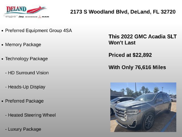 Used 2022 GMC Acadia SLT w/ Technology Package FWD image 8