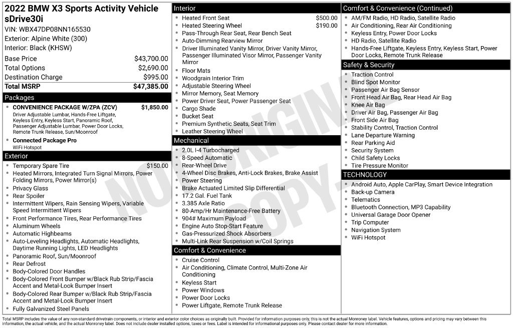 Used 2022 BMW X3 sDrive30i w/ Convenience Package w/ZPA RWD image 6