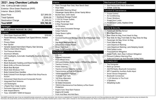 Used 2021 Jeep Cherokee Latitude FWD image 33