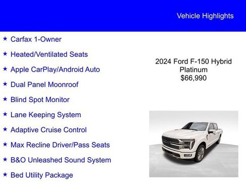 Certified 2024 Ford F150 Platinum w/ Equipment Group 703A Plus AWD/4WD image 2
