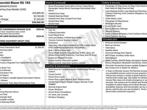 Used 2023 Chevrolet Blazer RS w/ Enhanced Convenience Package FWD image 37