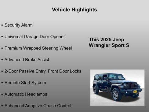 New 2025 Jeep Wrangler Unlimited Sport AWD/4WD image 30
