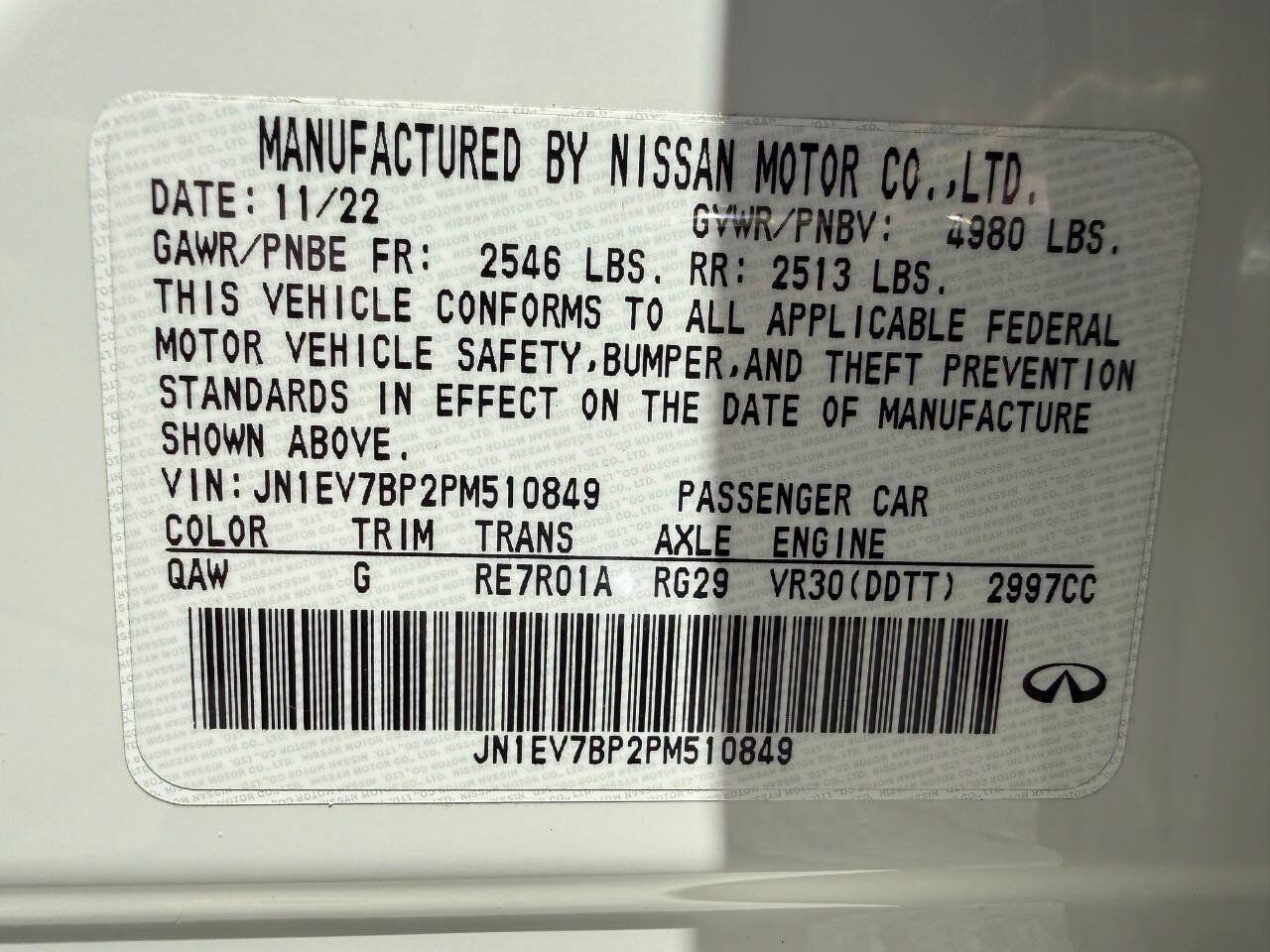 Used 2023 INFINITI Q50 Luxe w/ Cargo Package RWD image 48