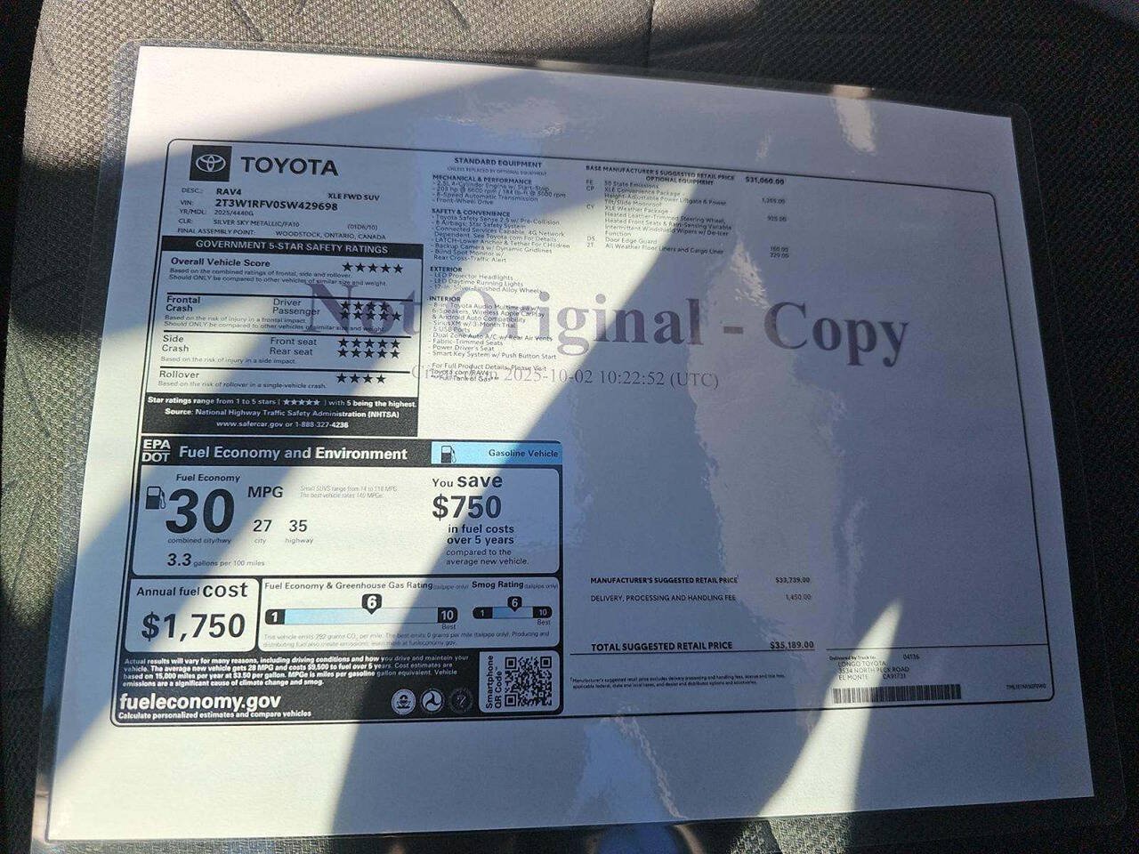 Used 2025 Toyota RAV4 XLE w/ Convenience Package FWD image 16