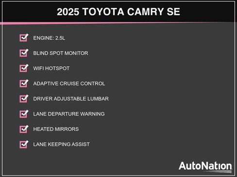 Used 2025 Toyota Camry SE w/ Multimedia Upgrade Package FWD image 3