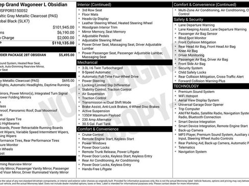 Certified 2024 Jeep Grand Wagoneer L Series II w/ Quick Order Packagew 28T AWD/4WD image 4