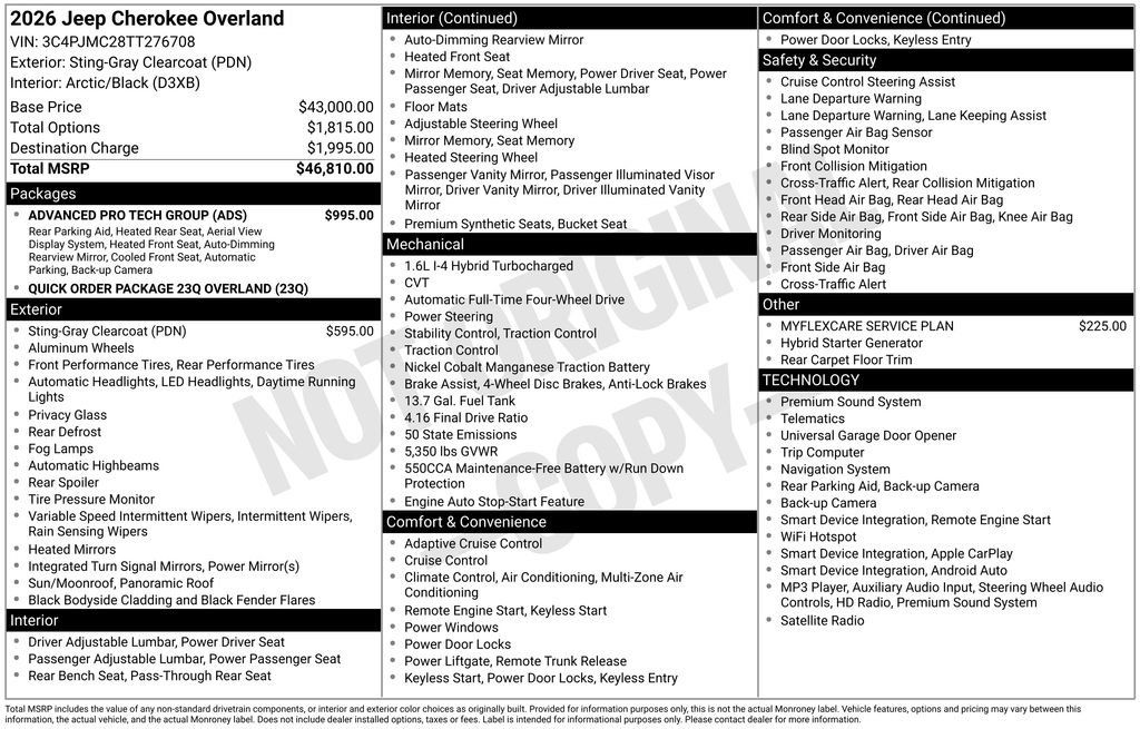 New 2026 Jeep Cherokee Overland w/ Advanced Pro Tech Group AWD/4WD image 45