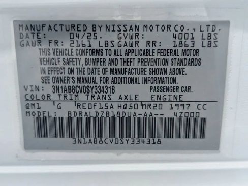 Certified 2025 Nissan Sentra SV w/ Trunk Package FWD image 27