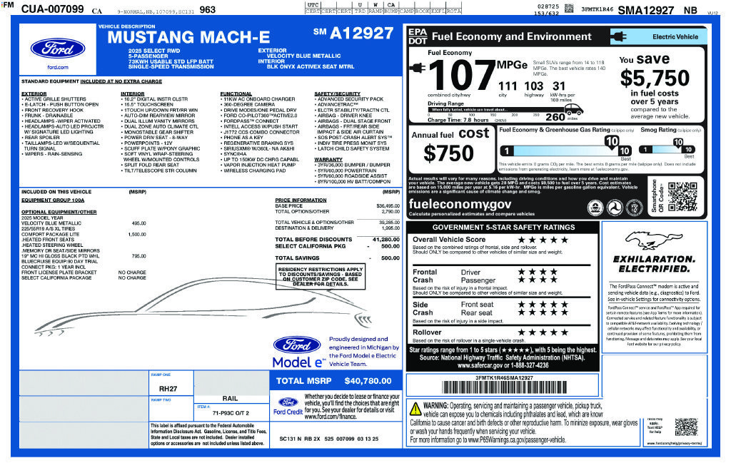 Used 2025 Ford Mustang Mach-E Select w/ Comfort Package Lite RWD image 2