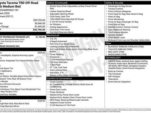 Certified 2023 Toyota Tacoma TRD Off-Road w/ Advanced Technology Package AWD/4WD image 67