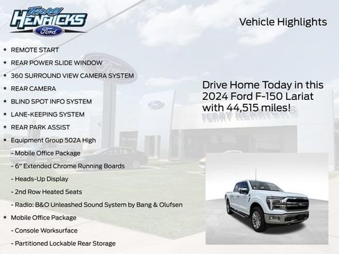 Used 2024 Ford F150 Lariat w/ Equipment Group 502A High AWD/4WD image 4