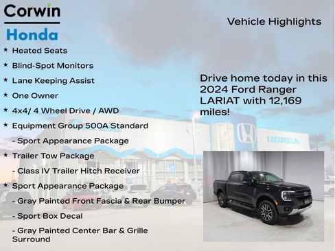 Used 2024 Ford Ranger Lariat w/ Trailer Tow Package AWD/4WD image 7