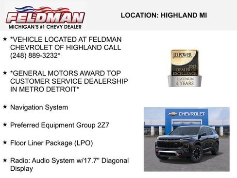 New 2026 Chevrolet Traverse Z71 w/ LPO, Floor Liner Package image 3