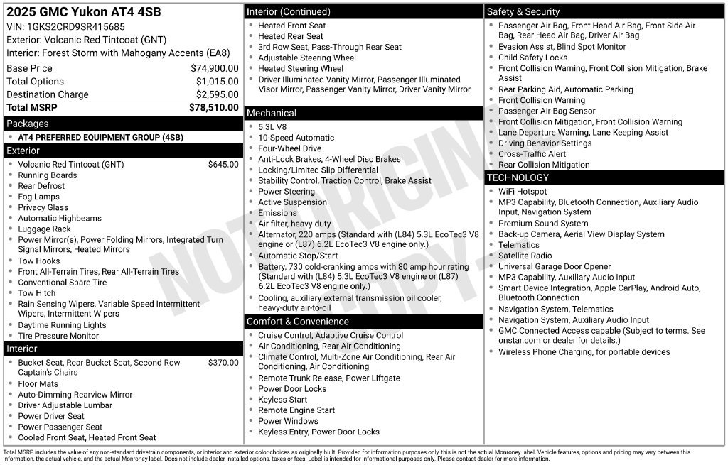 Used 2025 GMC Yukon AT4 AWD/4WD image 43