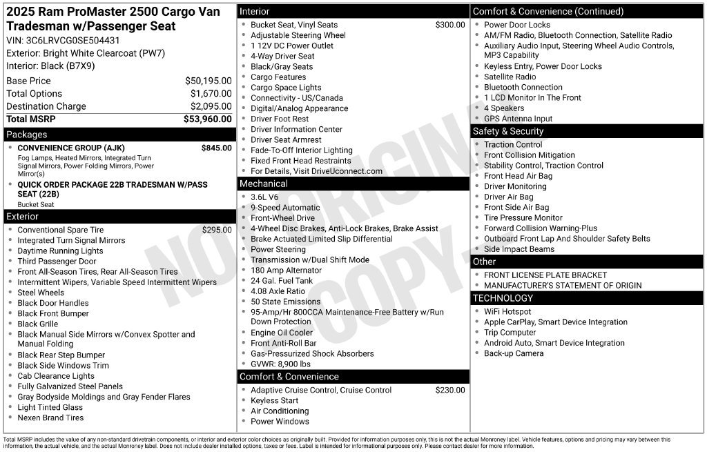 Used 2025 RAM ProMaster 2500 w/ Convenience Group FWD image 15