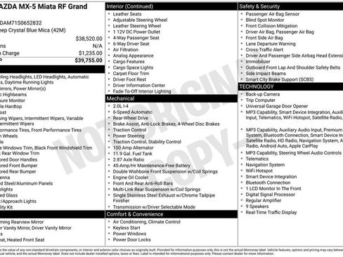 Certified 2025 MAZDA MX-5 Miata RF Grand Touring RWD image 19